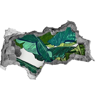 Hole wall sticker Tropical garden with banana leaves