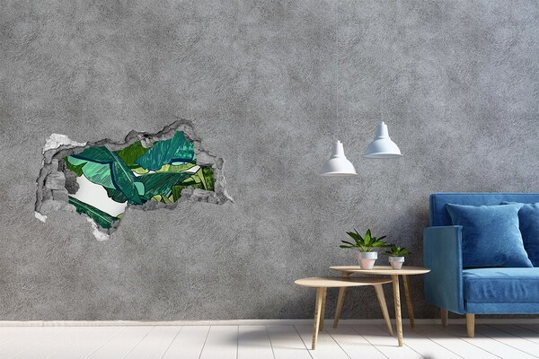Hole wall sticker Tropical garden with banana leaves