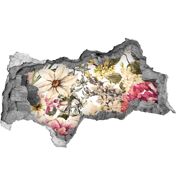 Hole wall sticker Flower garden behind the wall