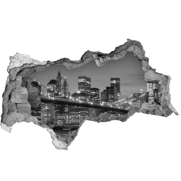 Hole in the wall sticker New York skyline at night
