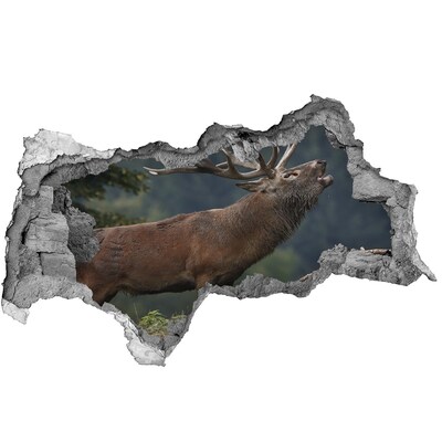 Hole wall sticker Deer in a mountain landscape