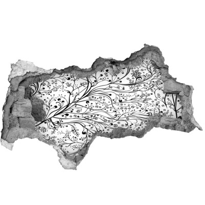 Hole in the wall sticker Floral pattern on the wall