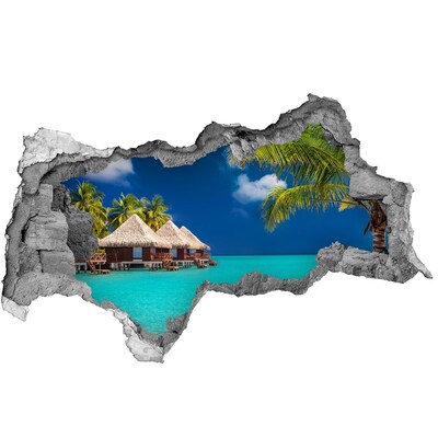 Hole wall sticker A tropical oasis on the water