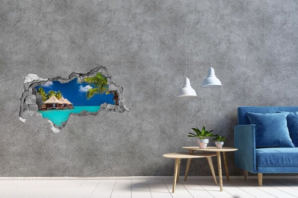 Hole wall sticker A tropical oasis on the water