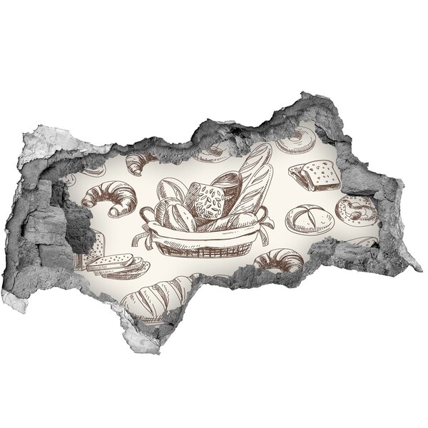 Hole in the wall decal Basket with bread