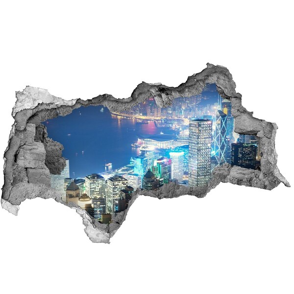 Hole in the wall decal View of the city at night