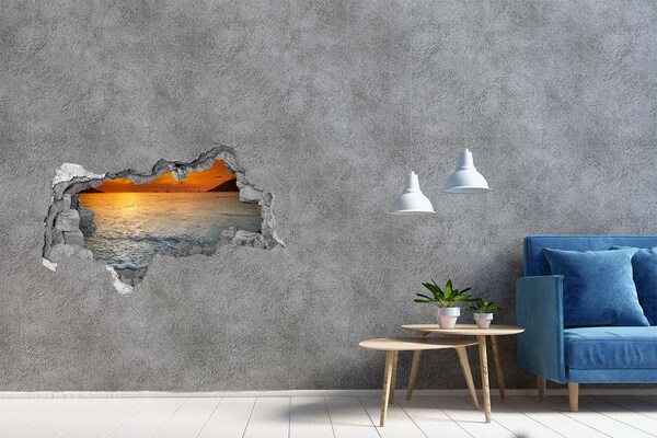 Hole wall sticker Sunset over the sea