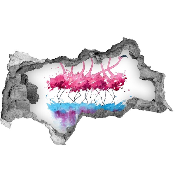 Hole in the wall sticker Flamingos in colored water