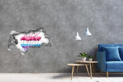 Hole in the wall sticker Flamingos in colored water