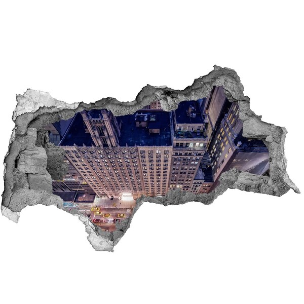 Hole wall sticker View from the height of the city at night