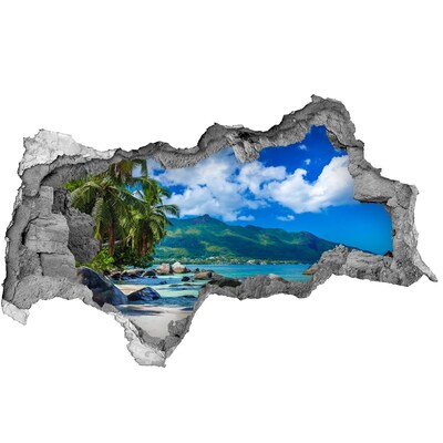 Hole wall sticker A tropical oasis with a sea view