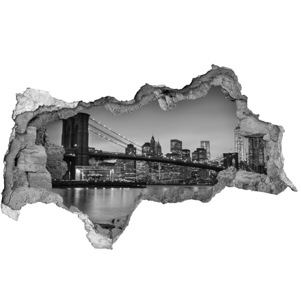 Hole wall sticker A view of the city in black and white