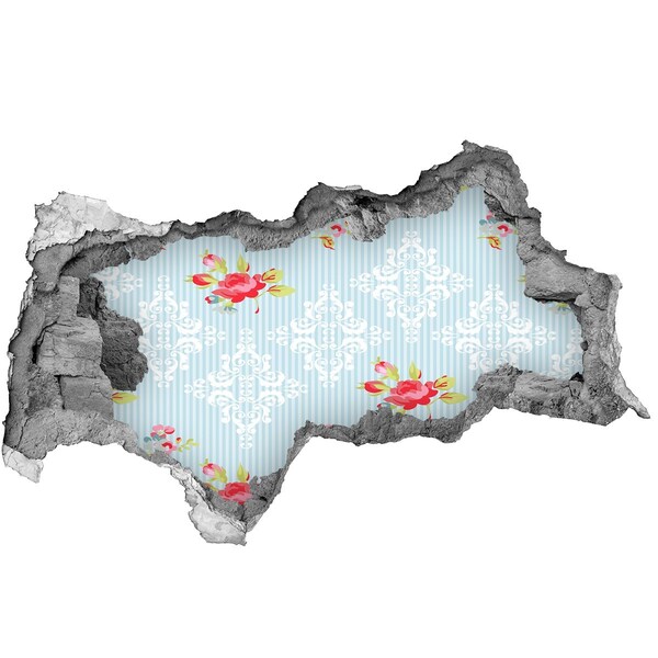 Hole wall sticker Floral pattern on a blue background