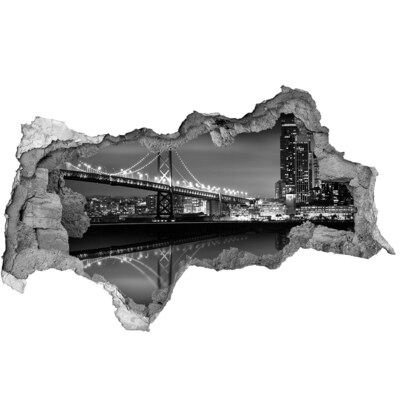 Hole in the wall sticker Golden Gate Bridge at night