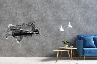 Hole in the wall sticker Golden Gate Bridge at night