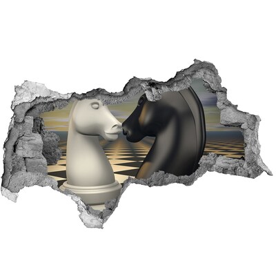 Hole in the wall sticker Chess confrontation