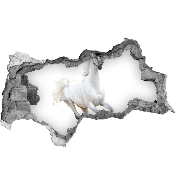 Hole in the wall sticker A white horse on the run