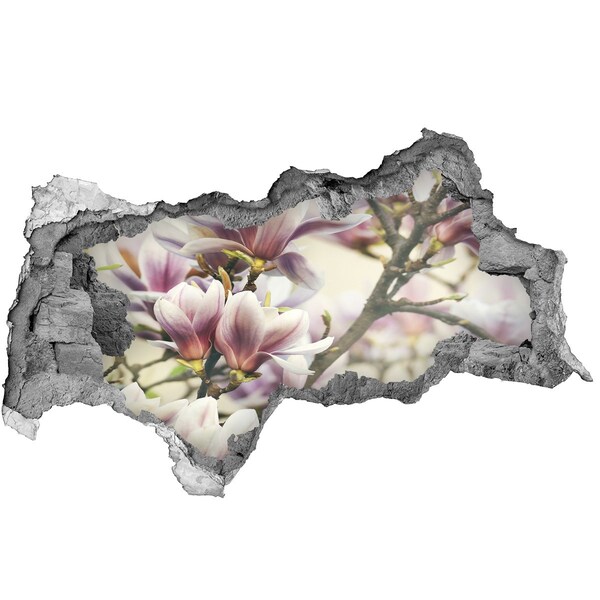 Hole wall sticker Magnolia flowers in a damaged wall