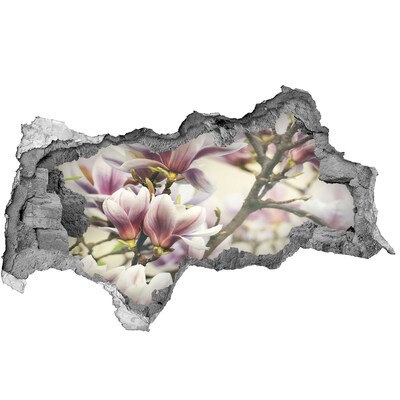 Hole wall sticker Magnolia flowers in a damaged wall