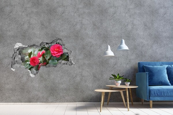 Hole in the wall sticker Flower garden in concrete