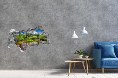 Hole in the wall sticker A green paradise by the pond
