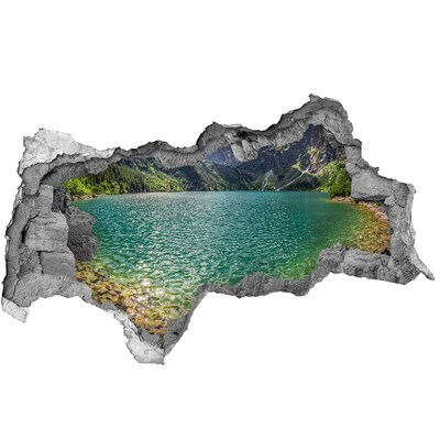 Hole in the wall decal Lake in the mountains