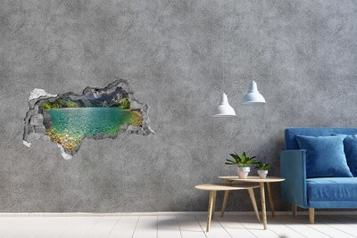 Hole in the wall decal Lake in the mountains