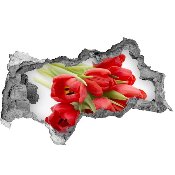 Hole in the wall sticker Tulips in a broken wall