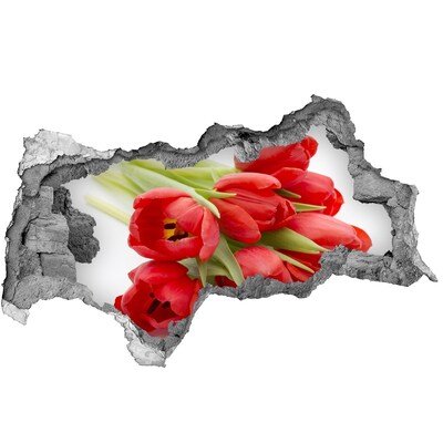 Hole in the wall sticker Tulips in a broken wall