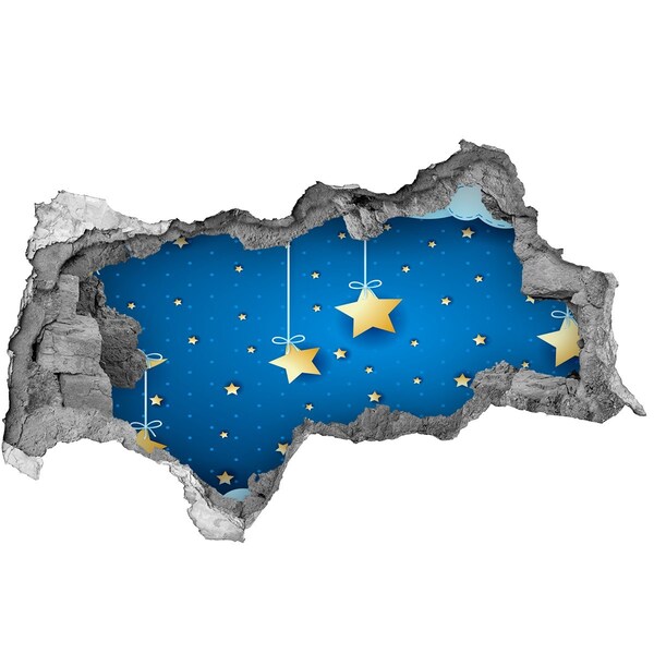 Hole in the wall sticker Night sky with golden stars