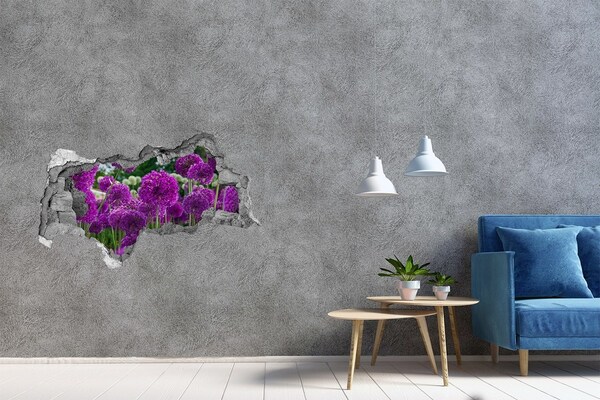 Hole in the wall decal A floral paradise in shades of purple
