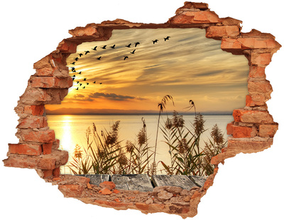 Hole in the wall sticker Sunset over the lake