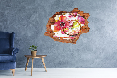 Hole in the wall decal Floral pattern