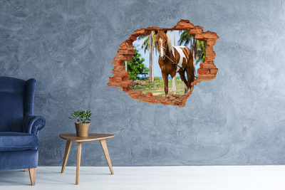Hole wall sticker A horse in the tropics