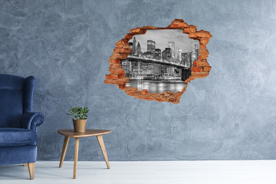 3D wall hole New York's Brooklyn Bridge