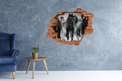 Hole wall sticker Horses at gallop