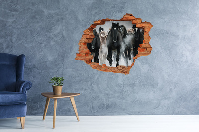 Hole wall sticker Horses galloping through the wall