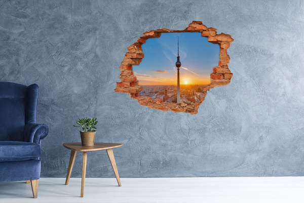 3D wall hole Sunset over Berlin