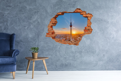 3D wall hole Sunset over Berlin