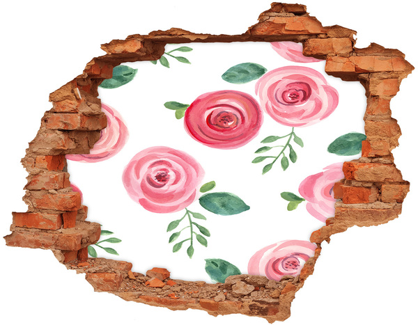 3D wall hole wallpaper Roses