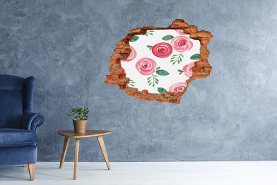 3D wall hole wallpaper Roses