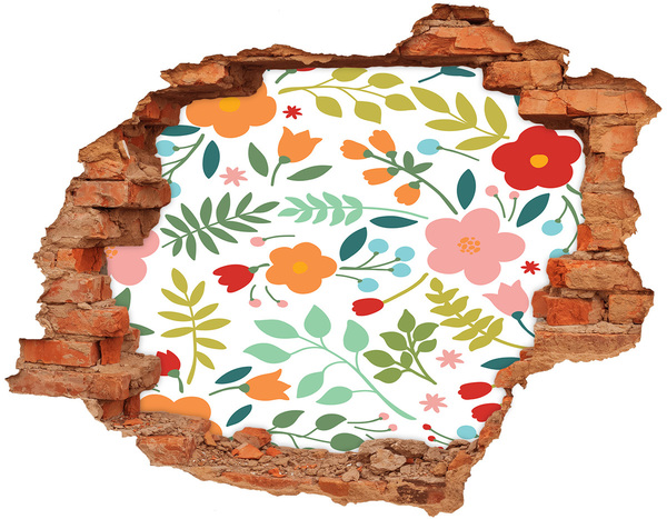 Hole in the wall sticker Flowers illustration