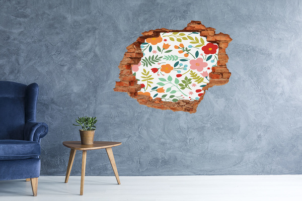 Hole in the wall sticker Flowers illustration