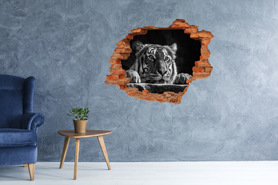 Hole wall sticker Tiger