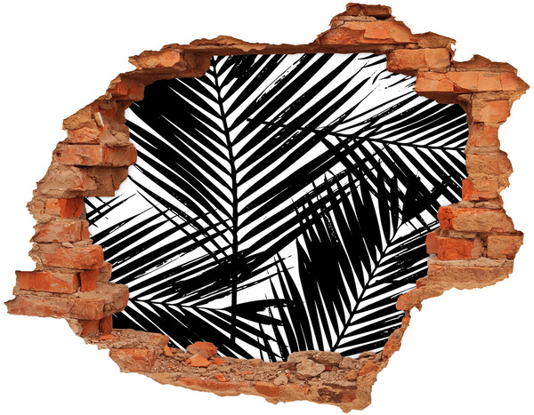 Hole wall sticker Tropical leaves in a hole in the wall