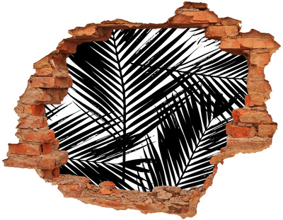 Hole wall sticker Tropical leaves in a hole in the wall
