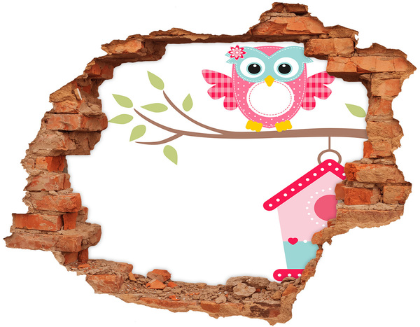 Hole in the wall sticker Owls on a branch