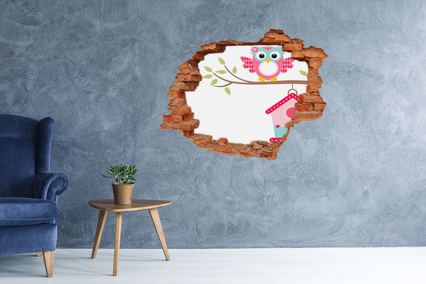 Hole in the wall sticker Owl on a branch