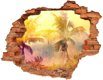 Hole in the wall sticker Colorful palm trees