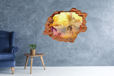 Hole in the wall sticker Tropical oasis behind the wall